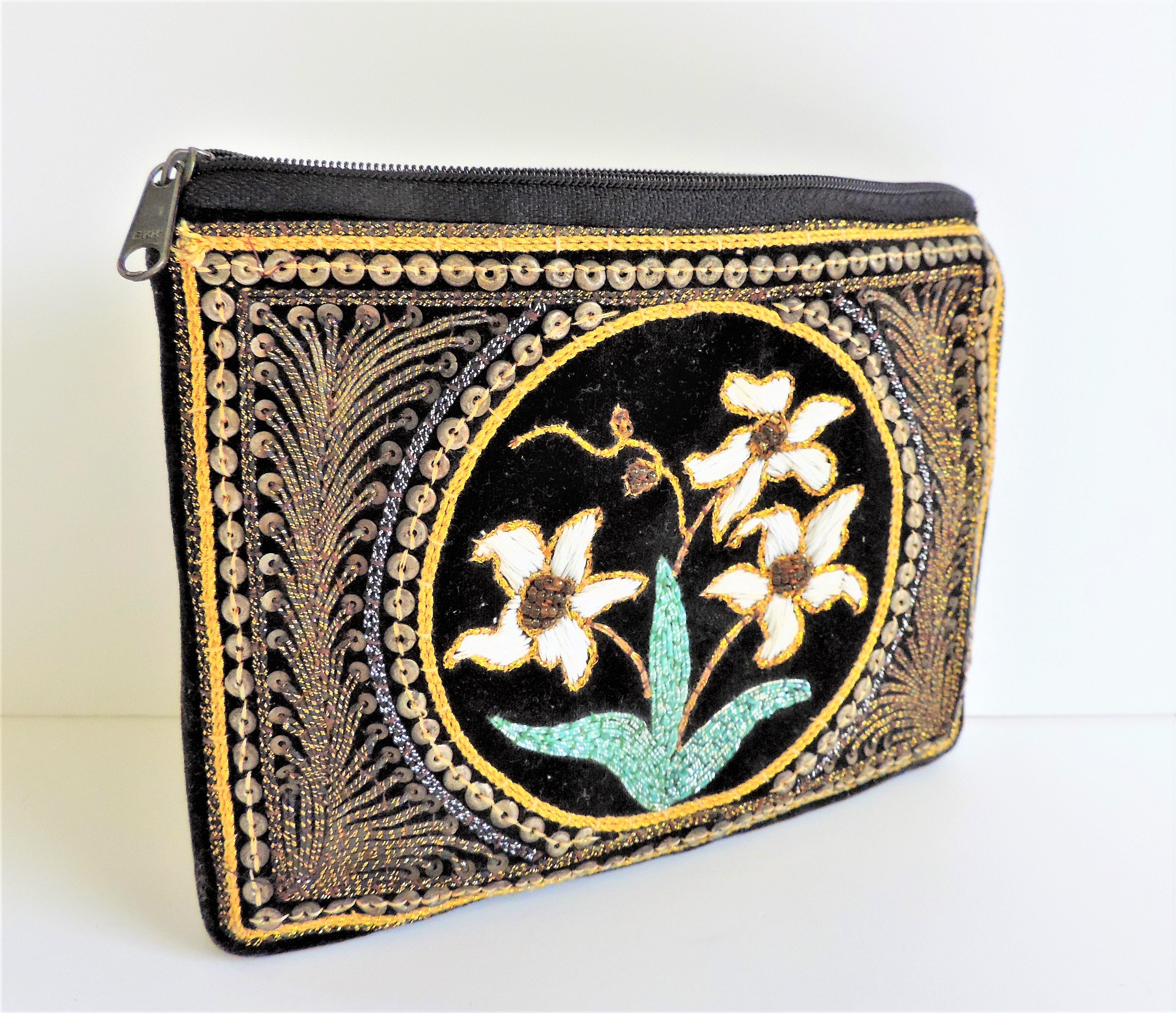 Vintage Hand Embroidered Velvet Bag - Image 4 of 5
