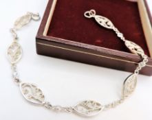 Sterling Silver Topaz Gemstone Filigree Bracelet New with Gift Pouch