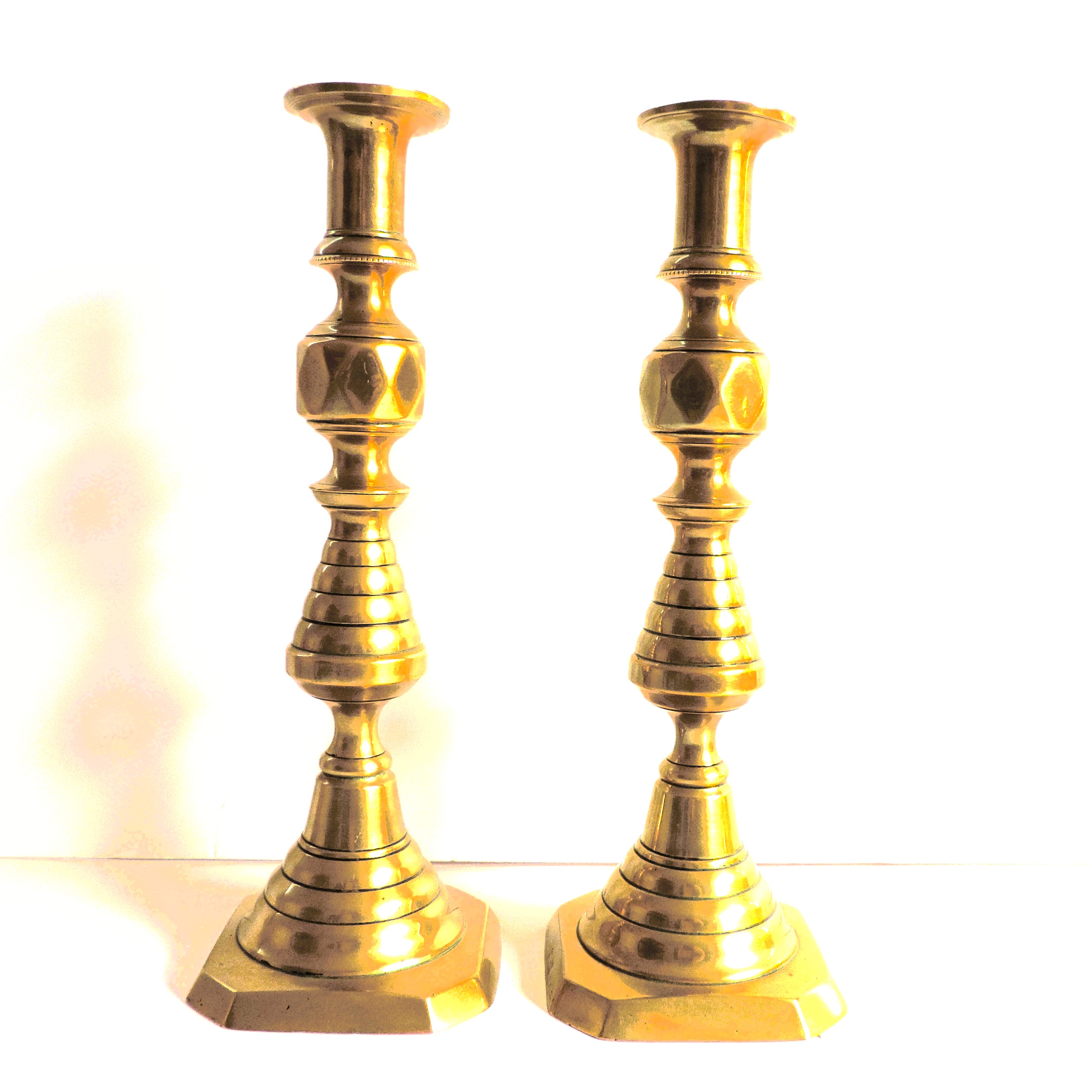 Pair Late 19th Century Brass Candlesticks