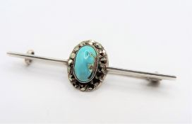 Vintage Sterling Silver Turquoise & Marcasite Brooch with Gift Pouch