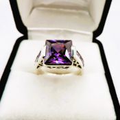 Sterling Silver 6CT Amethyst Ring New With Gift Pouch
