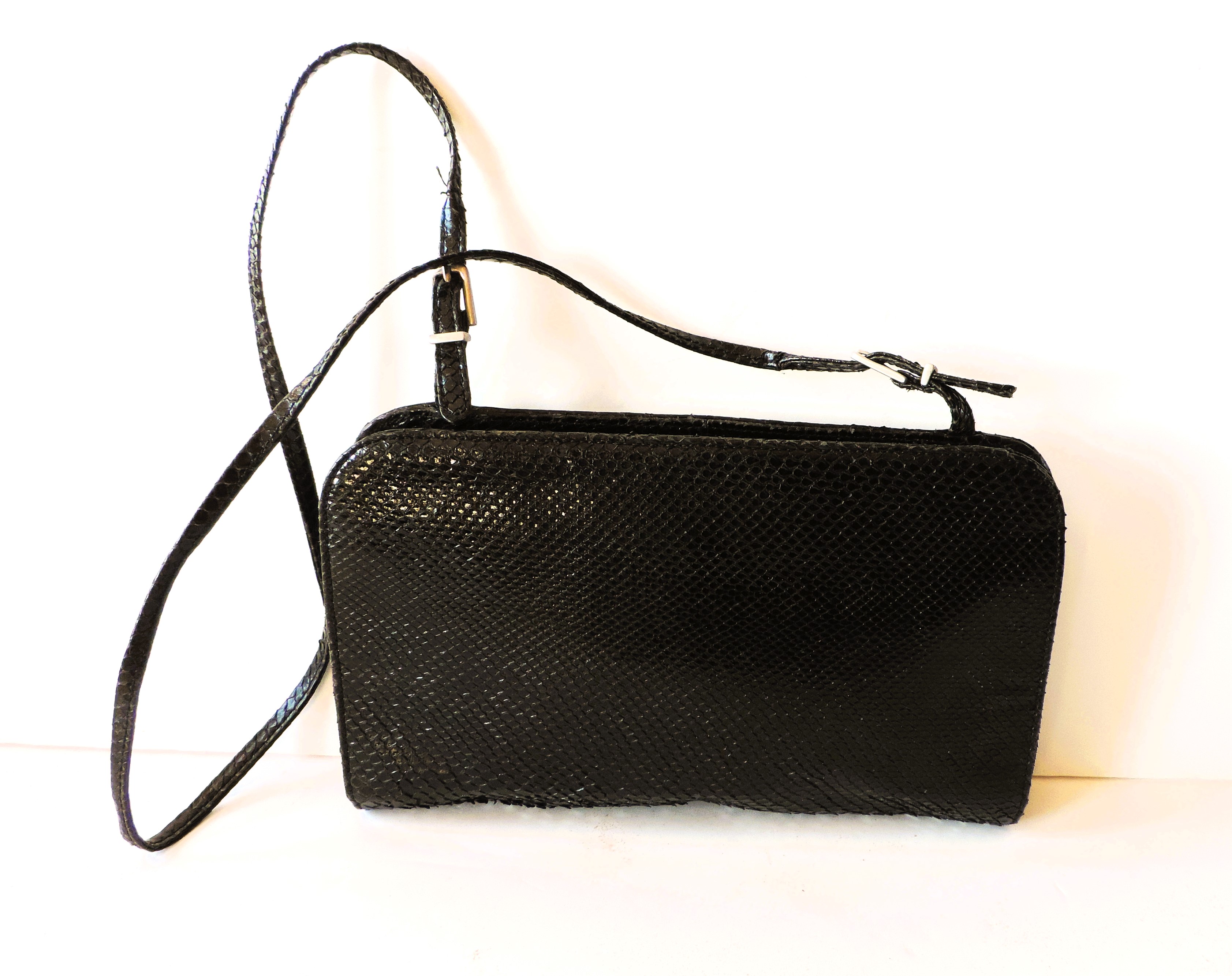 Vintage Giuseppe Zanotti Black Lizard Skin Shoulder Bag - Image 4 of 7