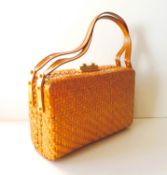 Vintage RODO Italy Wicker Handbag c. 1980's