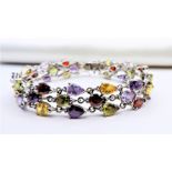 Sterling Silver Multi Gemstone Bracelet 25cts New with Gift Box