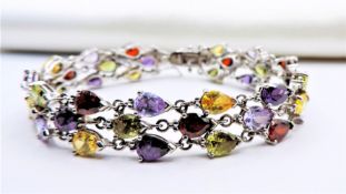 Sterling Silver Multi Gemstone Bracelet 25cts New with Gift Box