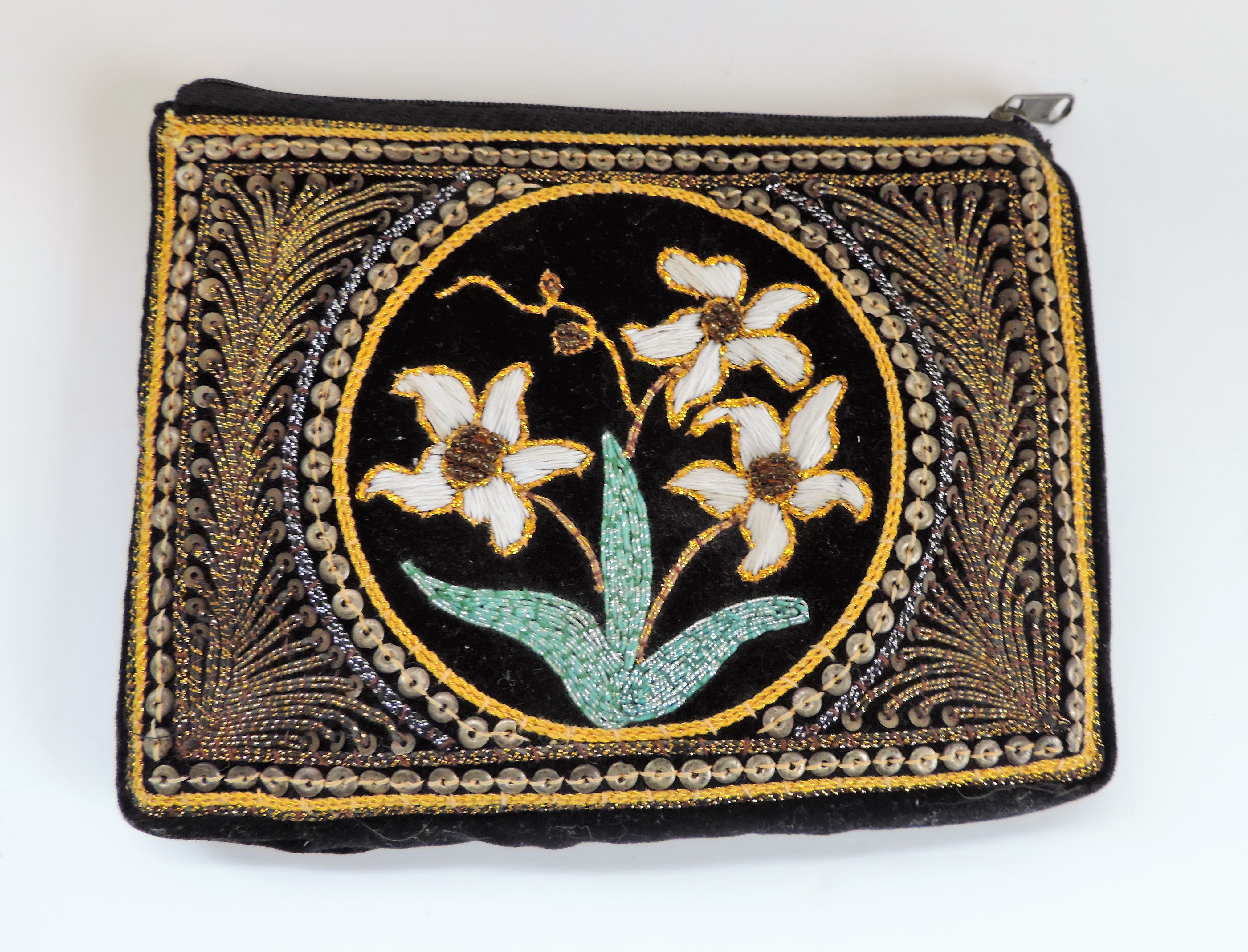 Vintage Hand Embroidered Velvet Bag - Image 3 of 5