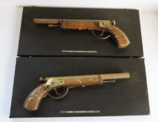 Antique Decorative General Ironmongers Pistols Wall Mounted on Plaques 46cm Wide