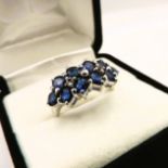 Sterling Silver Sapphire & Diamond Ring New With Gift Pouch