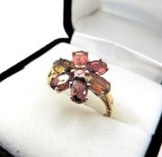 Gold Sterling Silver Tourmaline Gemstone Ring New with Gift Pouch