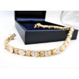 Sterling Silver Champagne Zircon Gemstone Tennis Bracelet with Gift Box