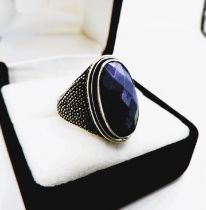 Artisan Chunky Sterling Silver Lapis Lazuli Ring