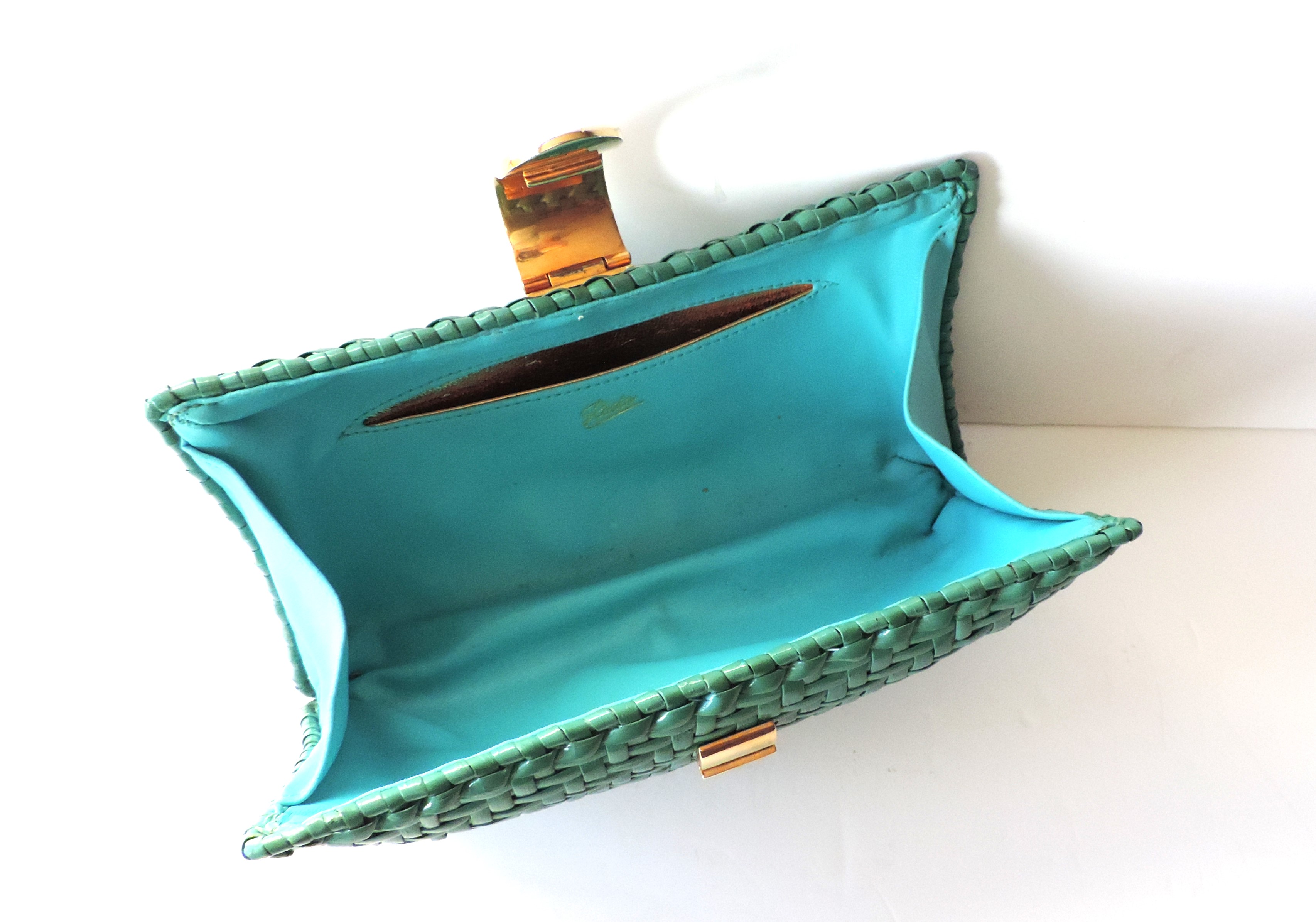 Vintage RODO Italy Blue Wicker Clutch Bag c. 1980's - Image 6 of 9