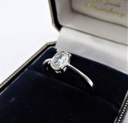 White Sapphire Solitaire Sterling Silver Ring New with Gift Pouch
