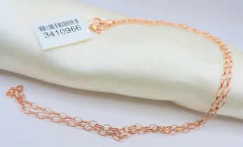 Rose Gold on Sterling Silver Chain Necklace New with Gift Pouch