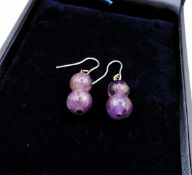 Silver Amethyst Bead Earrings