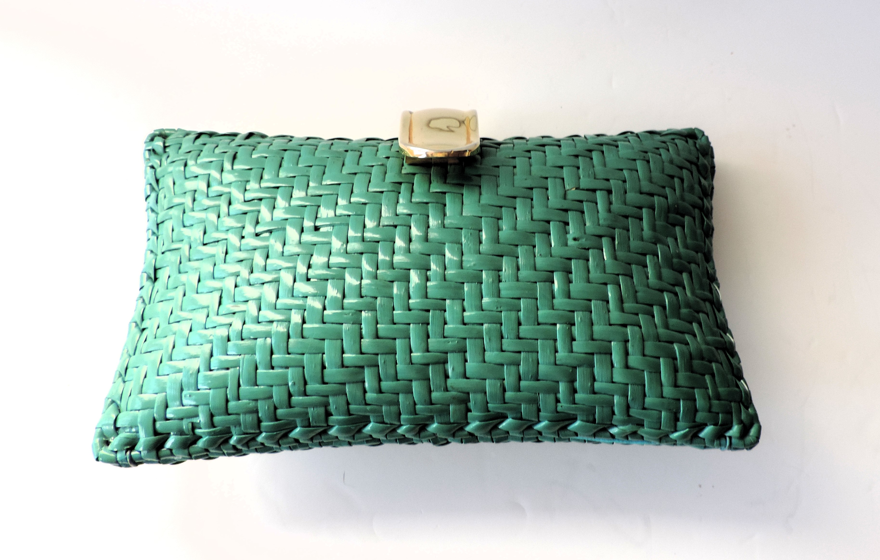 Vintage RODO Italy Blue Wicker Clutch Bag c. 1980's - Image 4 of 9