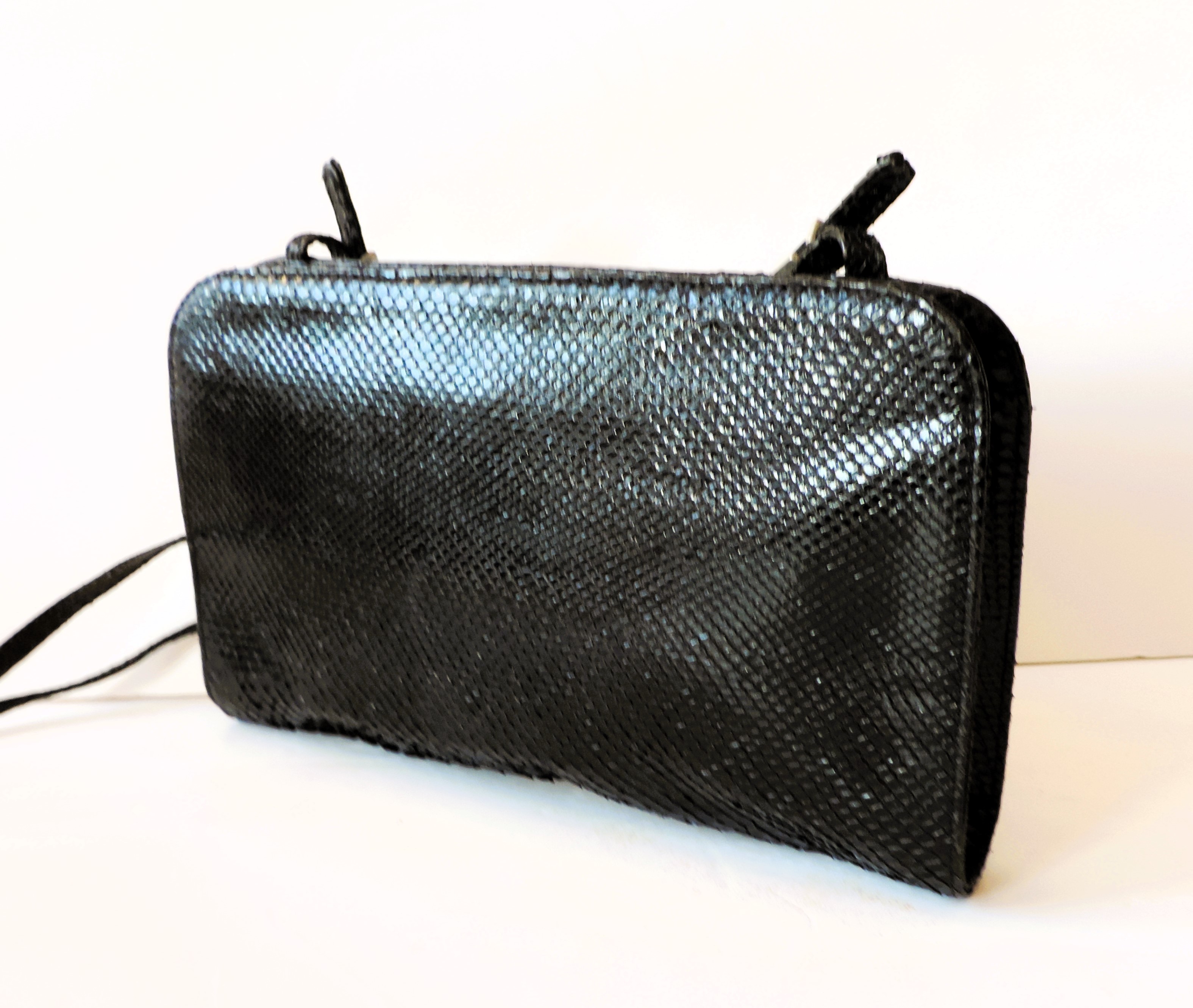 Vintage Giuseppe Zanotti Black Lizard Skin Shoulder Bag