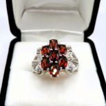 Sterling Silver Rubellite Tourmaline & Diamond Ring New With Gift Pouch