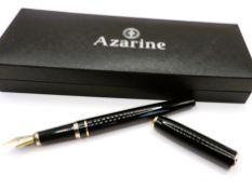 Azarine Italy Fountain Pen Black/Gold New with Gift Box