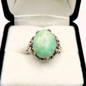 Vintage Artisan Sterling Silver Cabochon Amazonite Ring