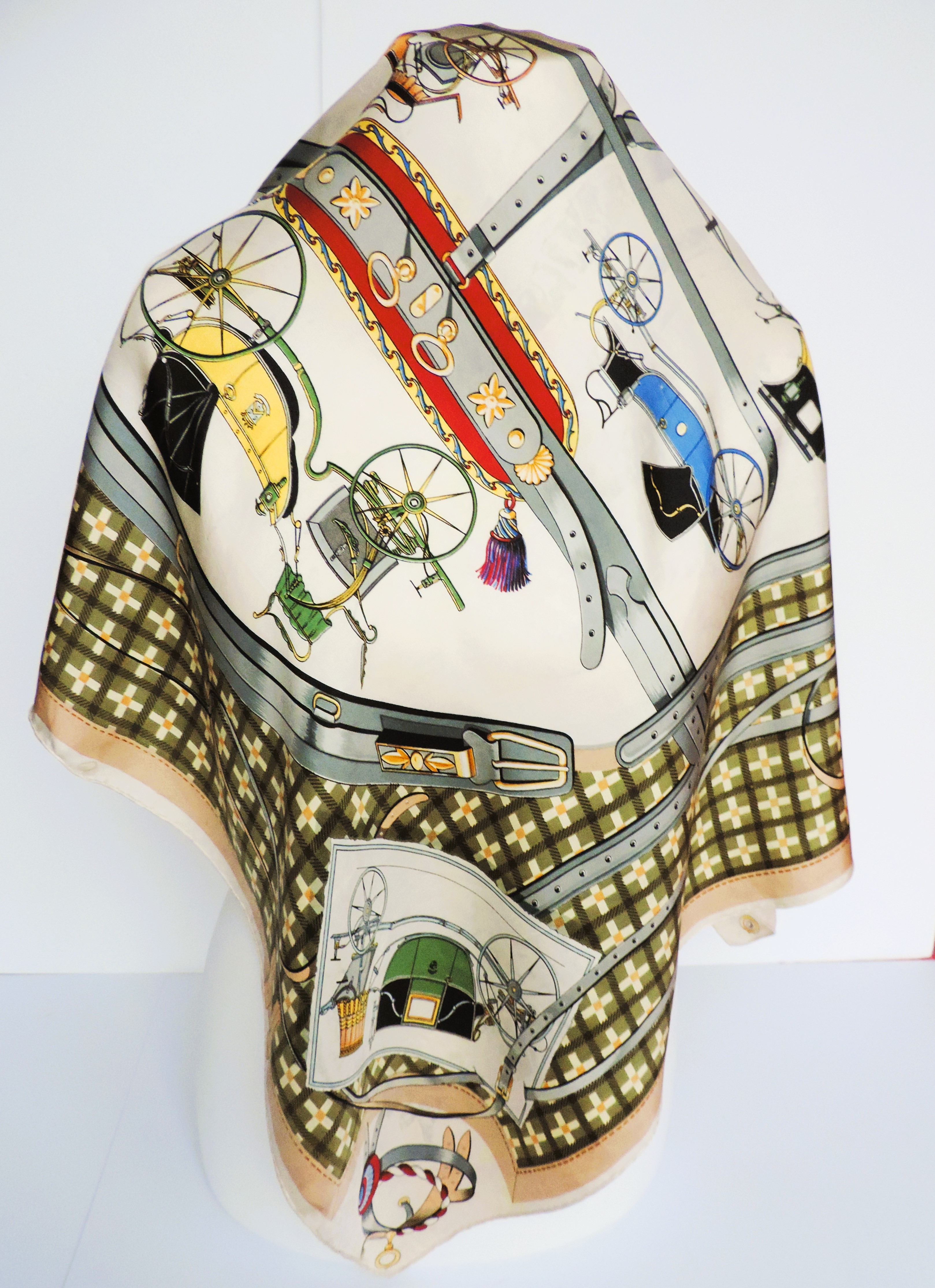 Vintage HERMES Silk Scarf Les Voitures Nouvelles by Jacques Eudel Early Issue - Image 5 of 7
