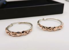 Vintage Rose Gold Silver Hoop Earrings