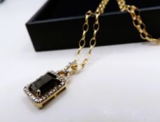 Gold on Sterling Silver Black Spinel & Diamond Necklace