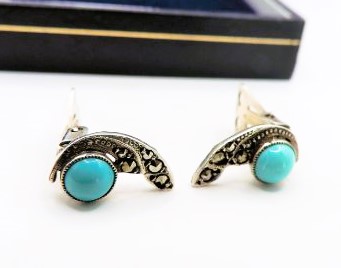 Sterling Silver Turquoise Clip on Earrings - Image 2 of 2