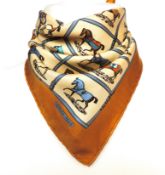 Vintage Hermes Petits Chevaux Equestrian Horse Silk Scarf c. 1970's