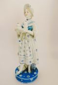 Antique Vion & Baury French Porcelain Figurine Lady with Tea Tray