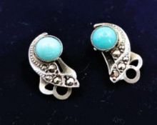 Sterling Silver Turquoise Clip on Earrings