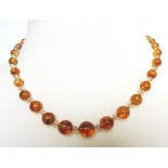 Vintage 18 inch Citrine Bead & Rock Crystal Necklace