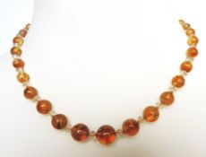 Vintage 18 inch Citrine Bead & Rock Crystal Necklace