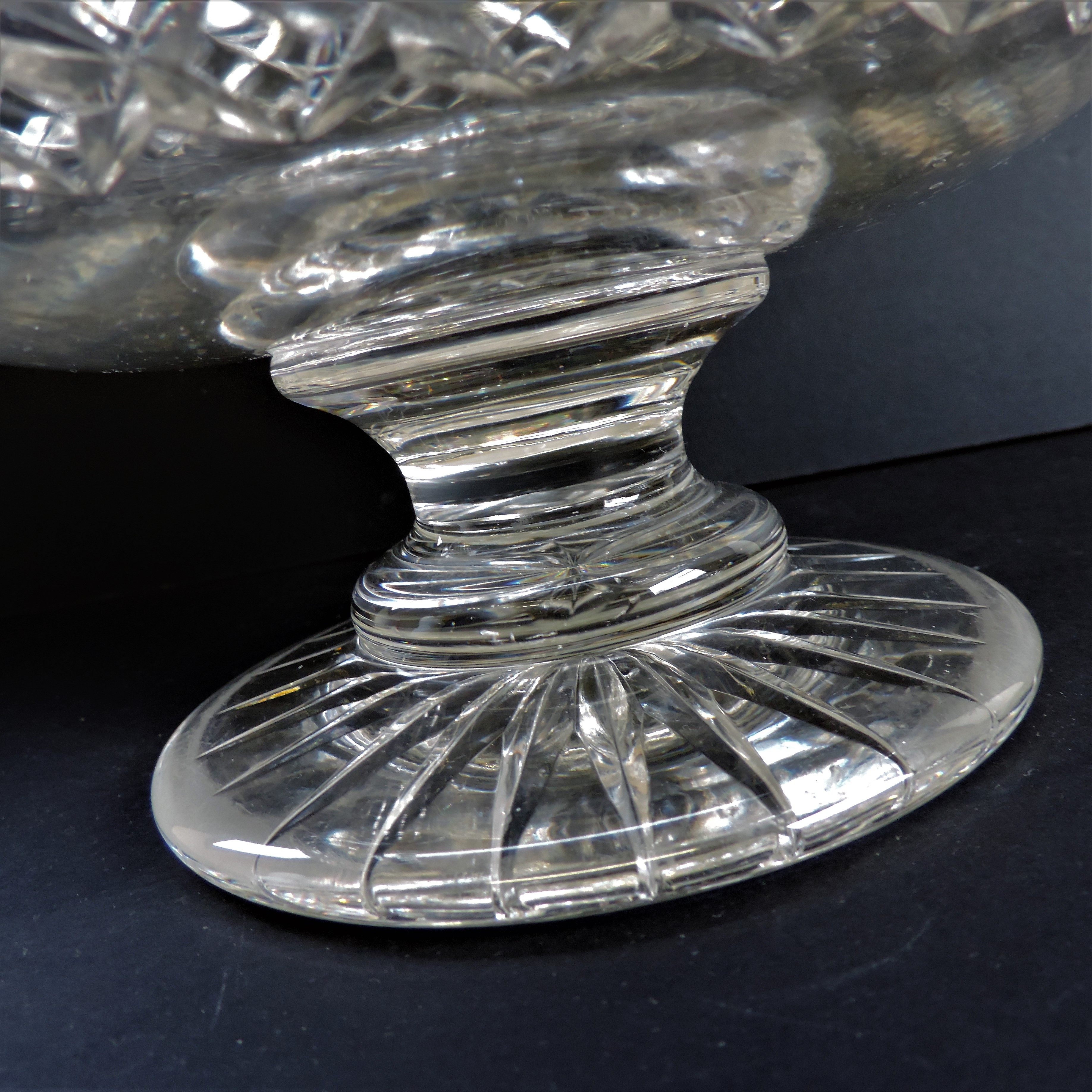 Large Antique Hand Cut Crystal Pedestal Bowl - Image 2 of 7