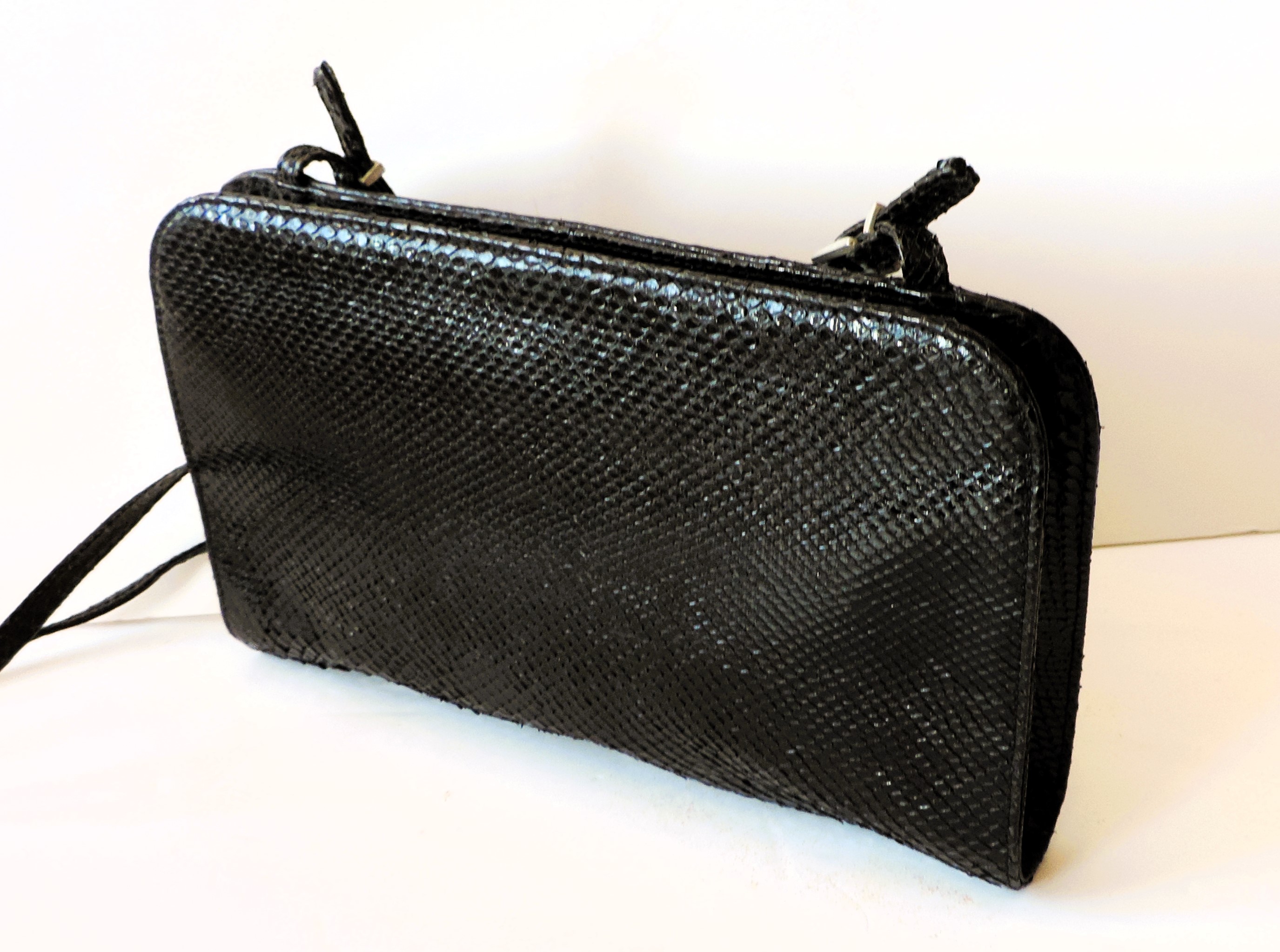 Vintage Giuseppe Zanotti Black Lizard Skin Shoulder Bag - Image 2 of 7