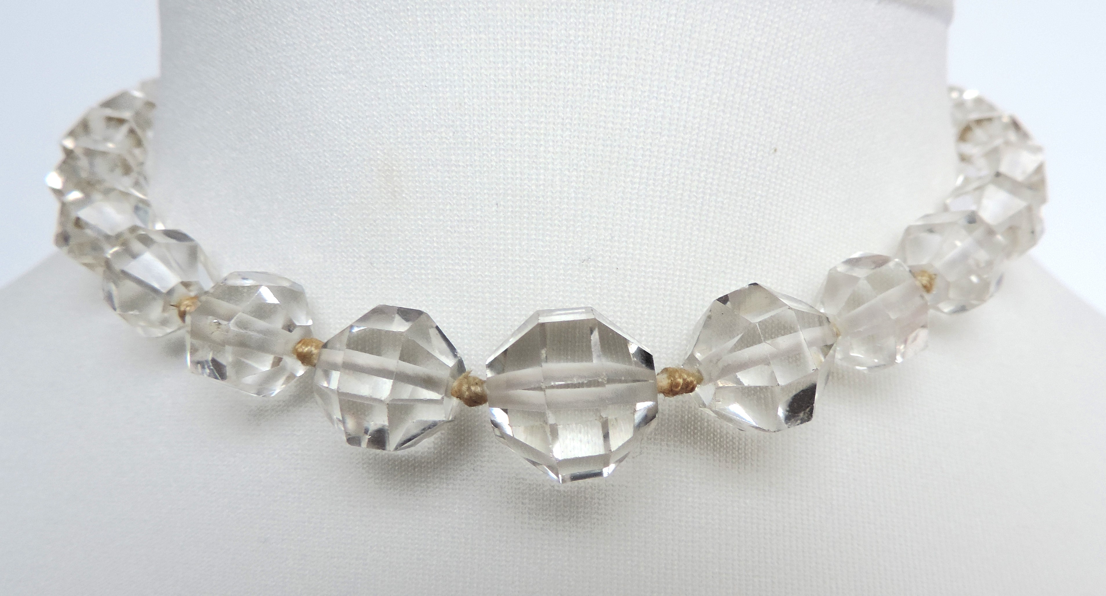 Art Deco Chunky Facet Cut Rock Crystal Necklace circa 1930's