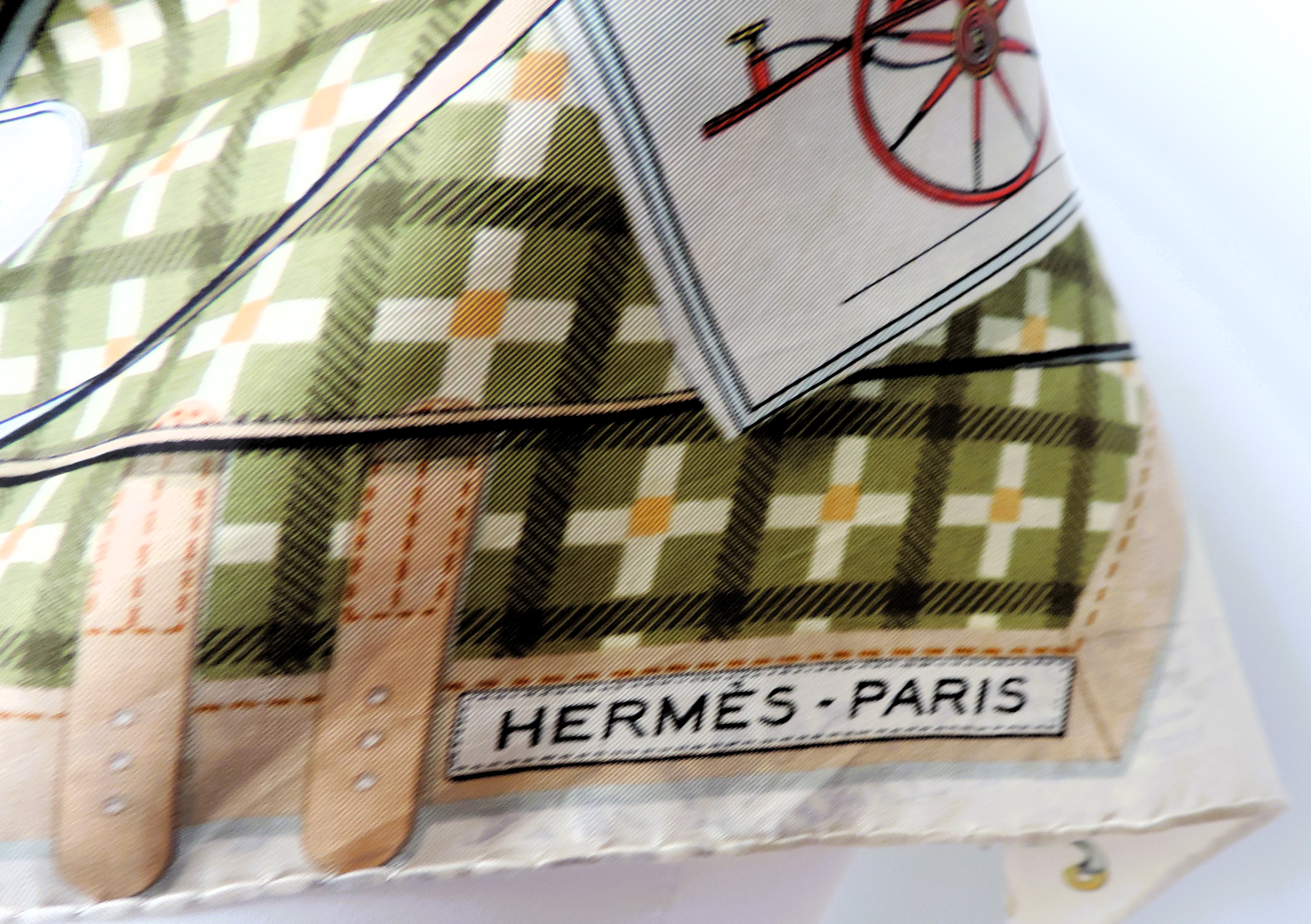 Vintage HERMES Silk Scarf Les Voitures Nouvelles by Jacques Eudel Early Issue - Image 4 of 7