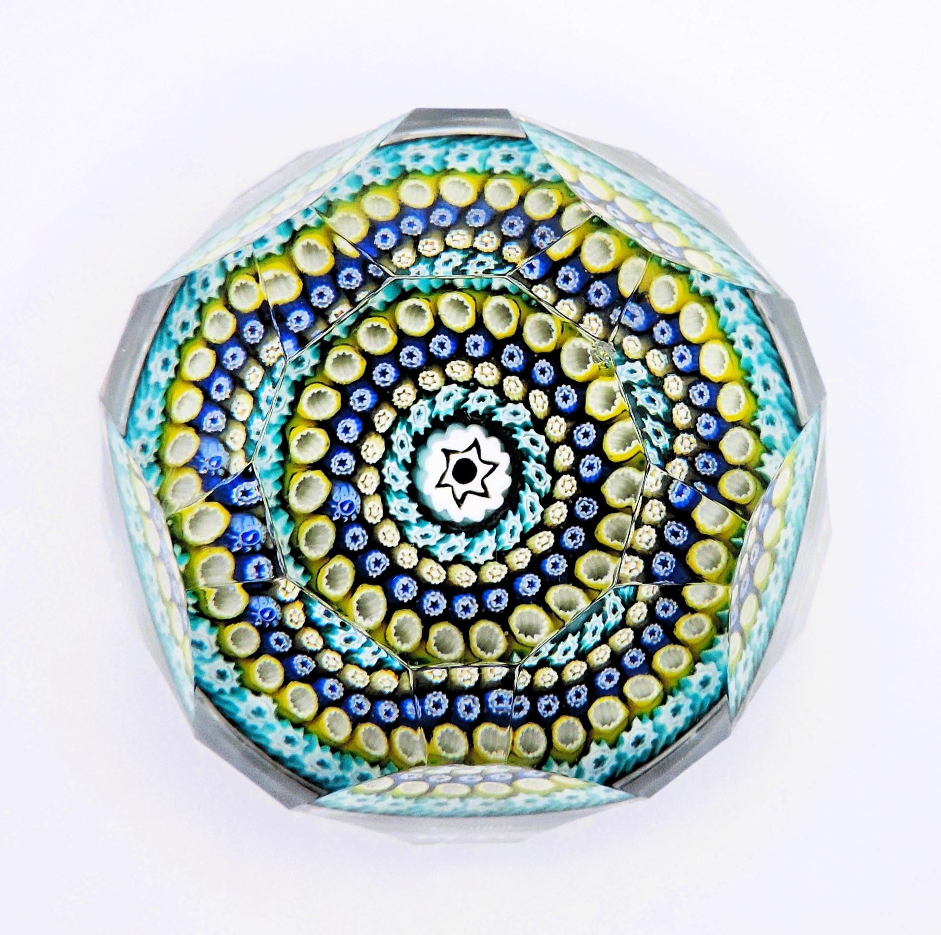 Vintage Whitefriars Millefiori Paperweight Facet Cut c. 1978