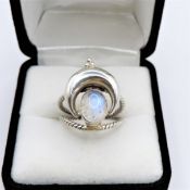 Vintage Artisan Sterling Silver Moonstone Ring