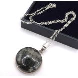 Sterling Silver Moss Agate Pendant Necklace New with Gift Pouch