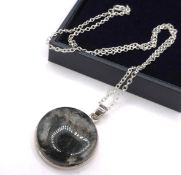 Sterling Silver Moss Agate Pendant Necklace New with Gift Pouch