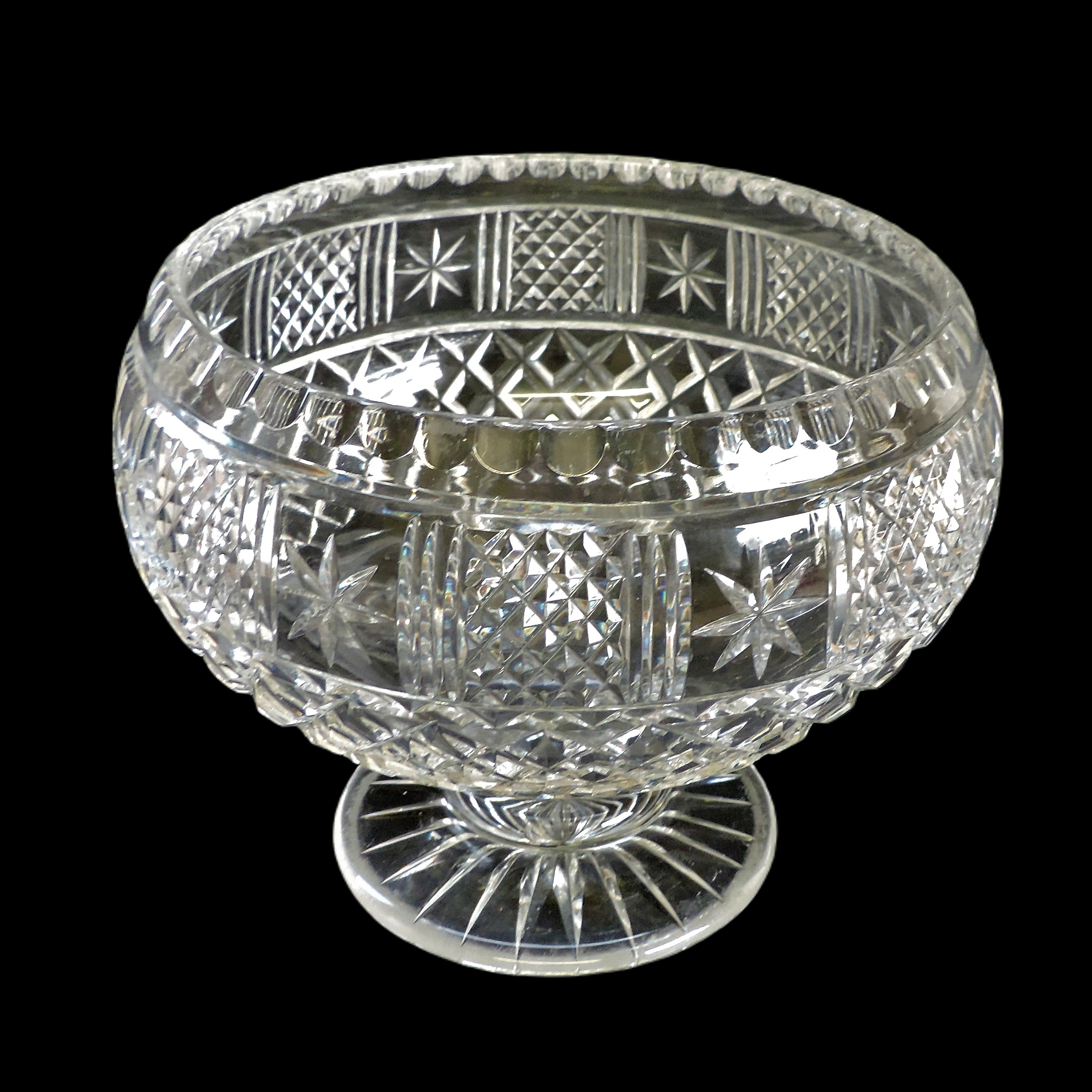 Large Antique Hand Cut Crystal Pedestal Bowl - Image 3 of 7