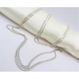 Sterling Silver Flat Link Necklace 34 inch New with Gift Pouch