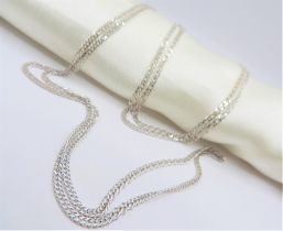 Sterling Silver Flat Link Necklace 34 inch New with Gift Pouch