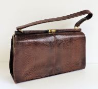 Vintage Mappin & Webb Brown Lizard Skin Bag