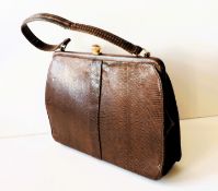 Vintage Mappin & Webb Brown Lizard Skin Handbag