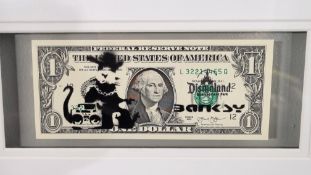 Banksy Framed Stencilled Dollar Bill (Double Sided)