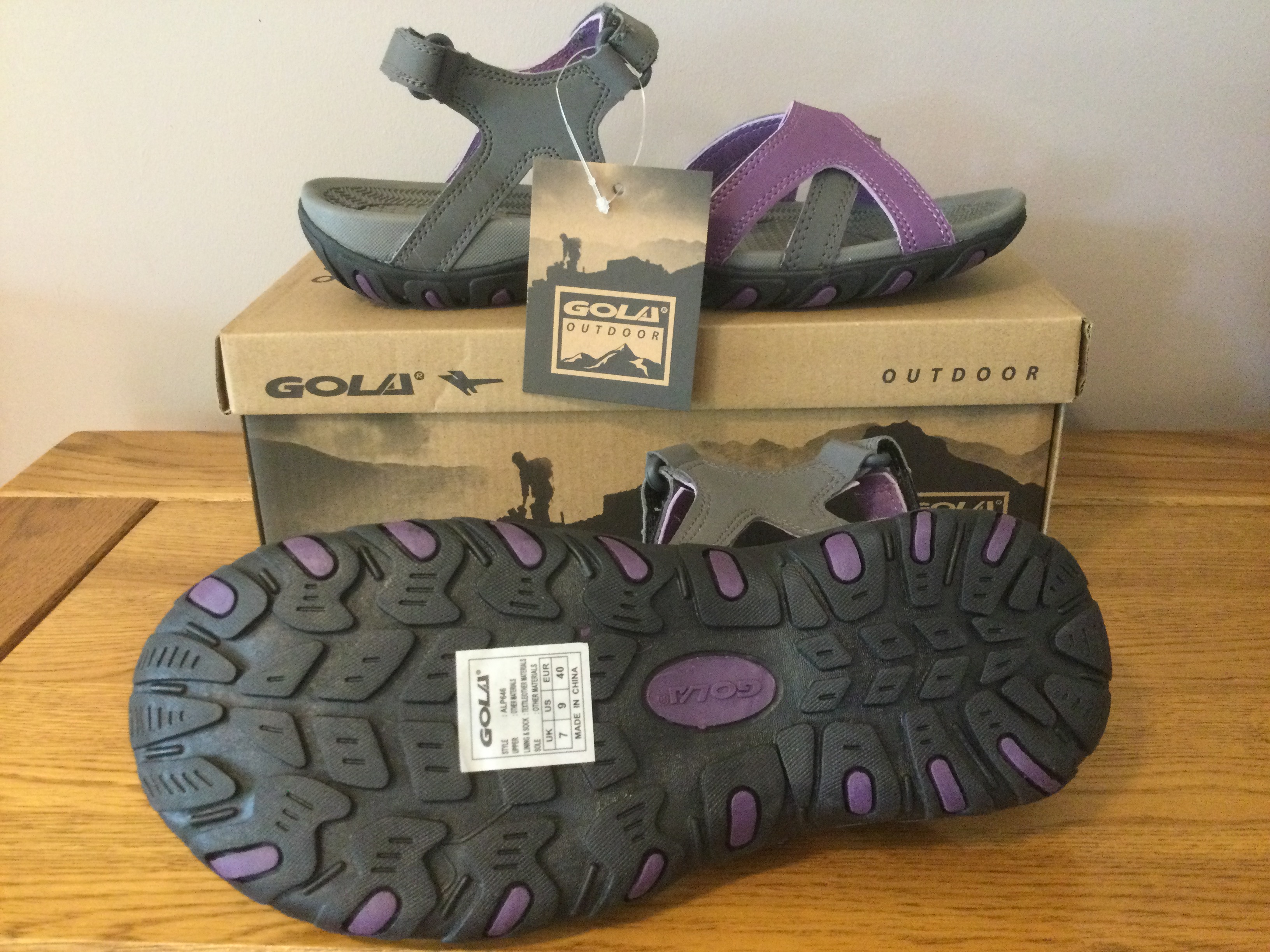 Gola Womens “Cedar” Hiking Sandals, Grey/Purple, Size 7 - Brand New - Image 4 of 4