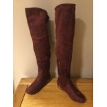 Dolcis “Katie” Long Boots, Low Block Heel, Size 5, Burgundy- New RRP £55.00