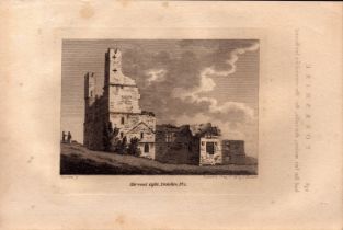 Harwood Castle 2 Yorkshire Grose Antique 1787 Copper Engraving.